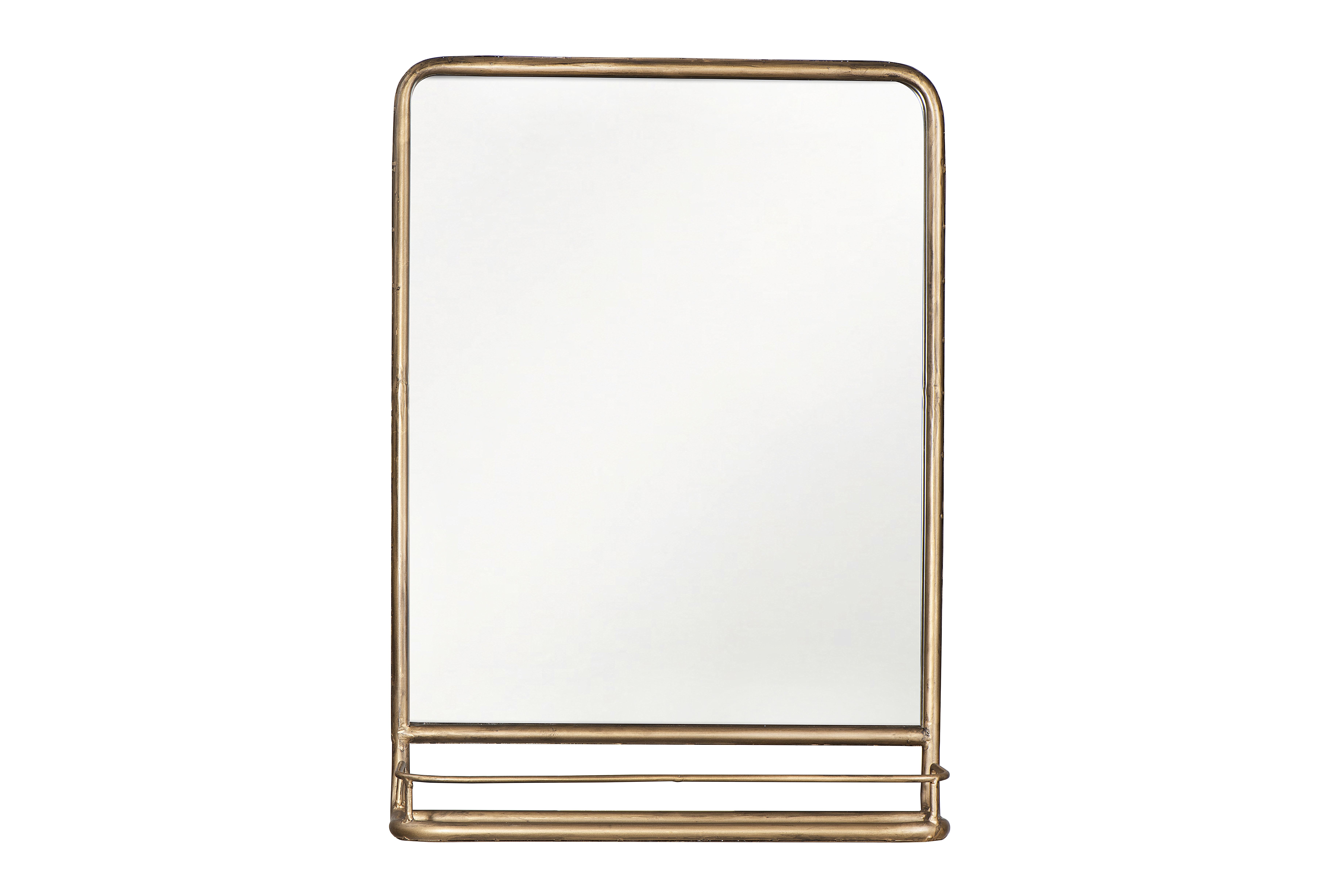 Brass Metal Mirror with Shelf - Image 0