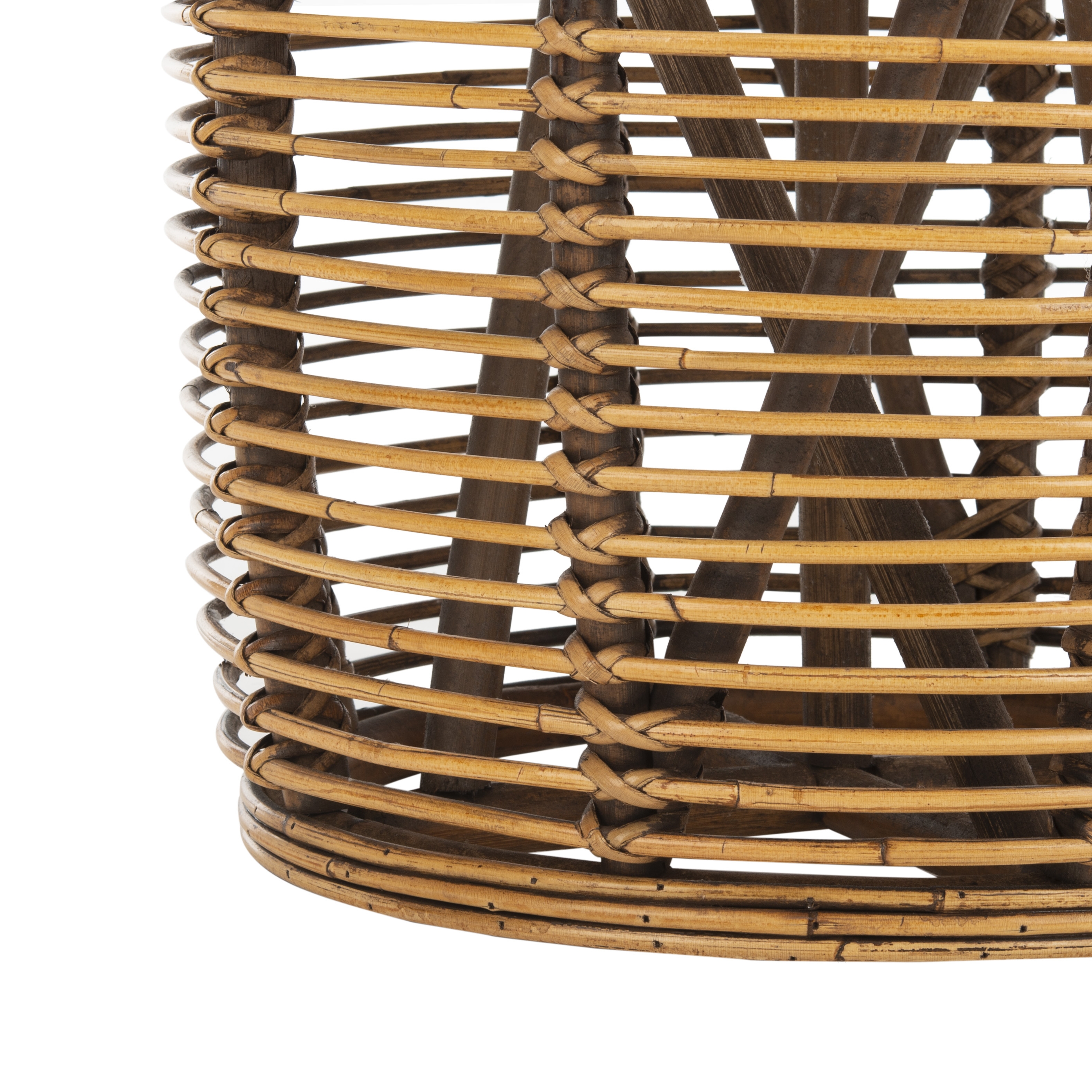 Maui Rattan Drum Stool Table - Honey Brown Wash - Safavieh - Image 1