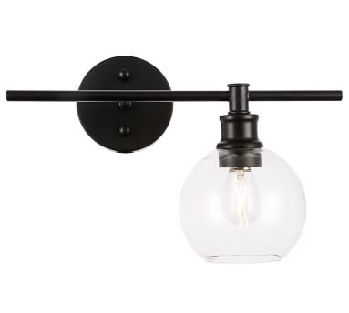 Collem Single Sconce, 14.7", Black And Frosted White Glass - Image 1