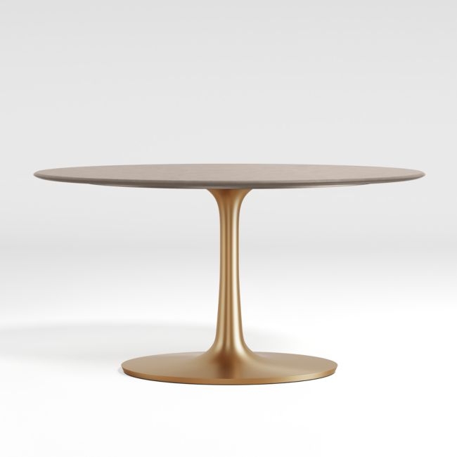 Nero Oval Concrete 60" Dining Table with Brass Base - Image 0