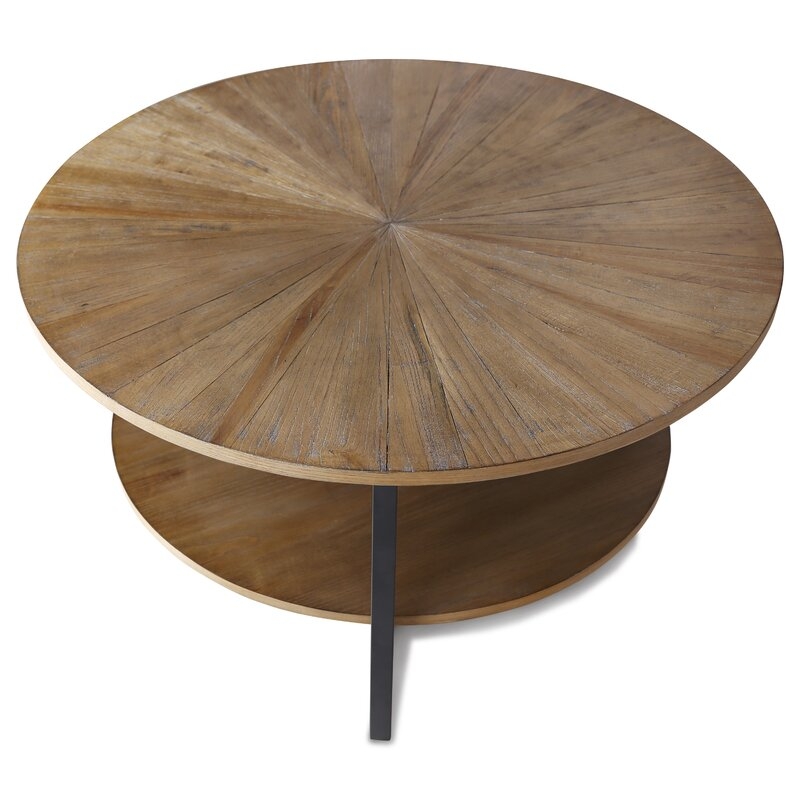 Modern Round Coffee Table With Storage, Rustic Brown - Image 0