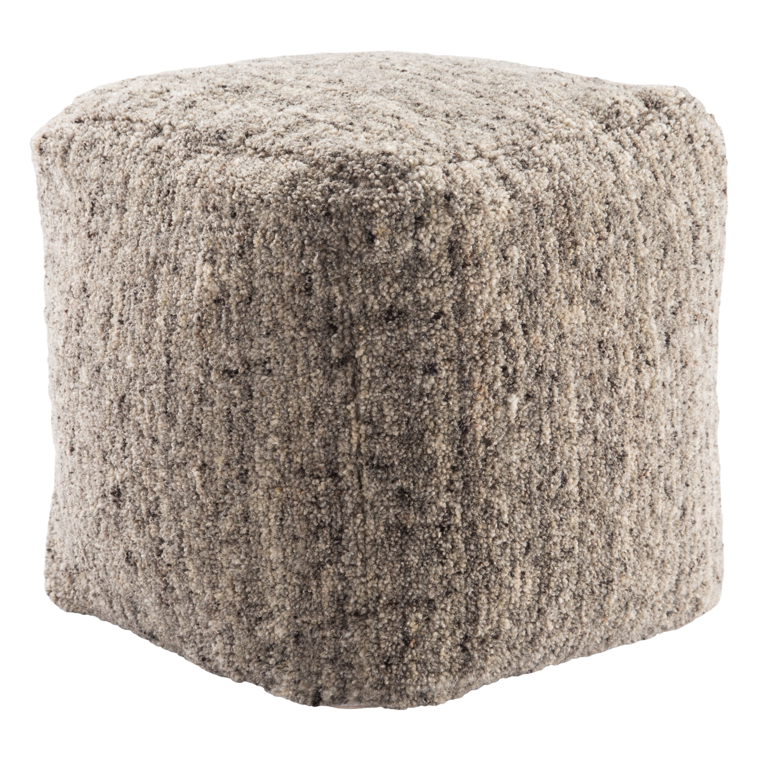 Sherwood Solid Gray/ Beige Cube Pouf - Image 0