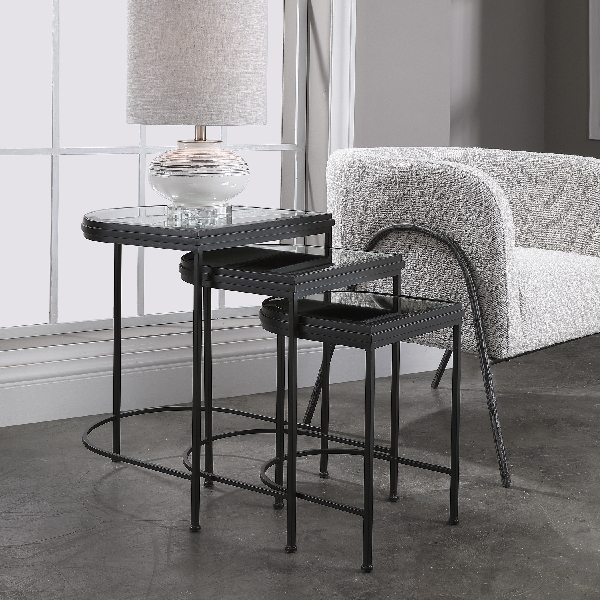 India Black Nesting Tables, S/3 - Image 2