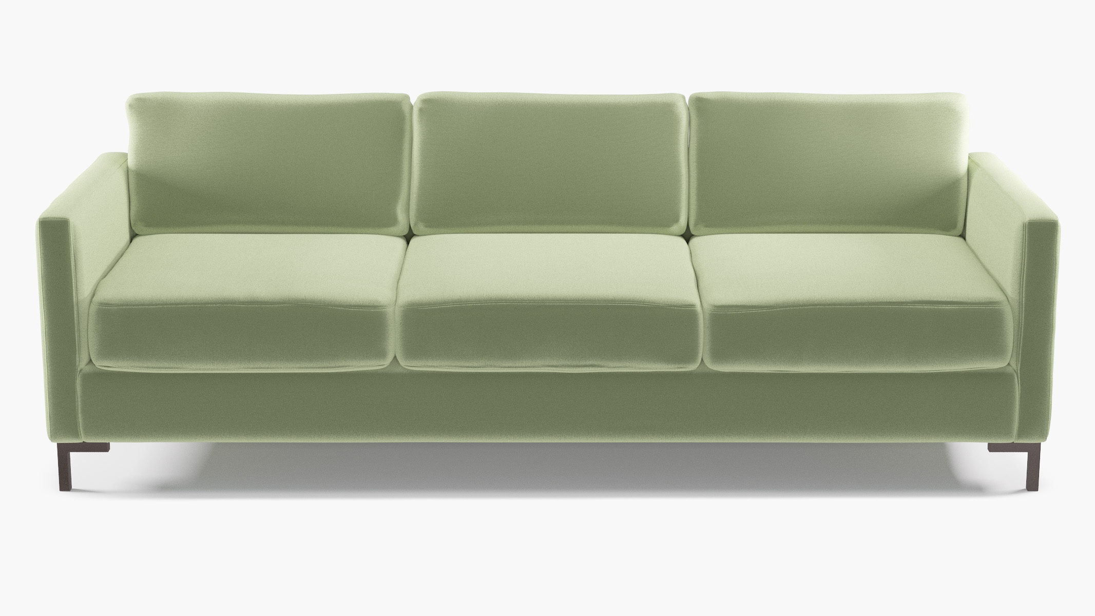 Modern Sofa, Celadon Performance Plush Velvet, Bronze L Leg - Image 0