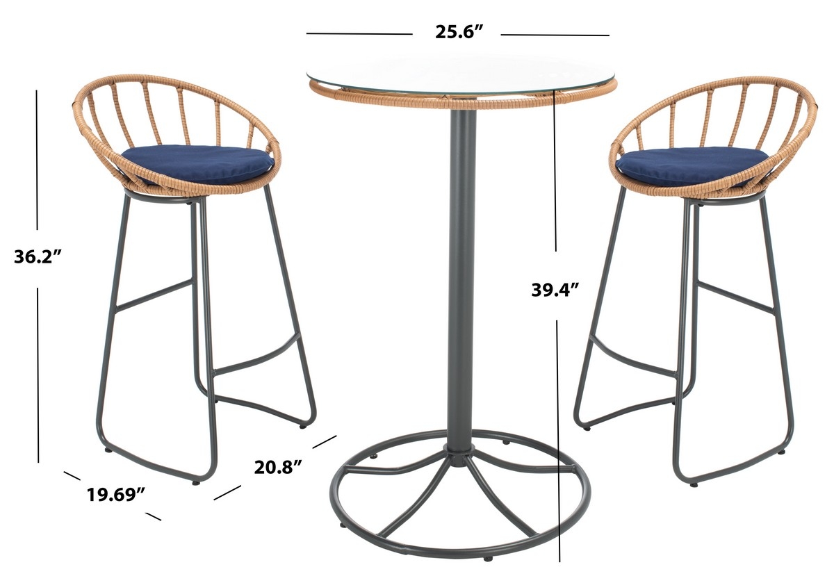 Lersa 3 Pc Lounger Set - Natural/Navy - Safavieh - Image 7