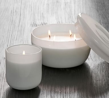 Modern Glass Candle, White, Small, Amalfi Jasmine, 12 oz - Image 5