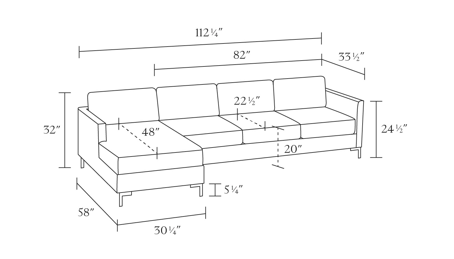 Modern Sectional, Left Facing, Cream Swallows, Chrome L Leg - Image 1