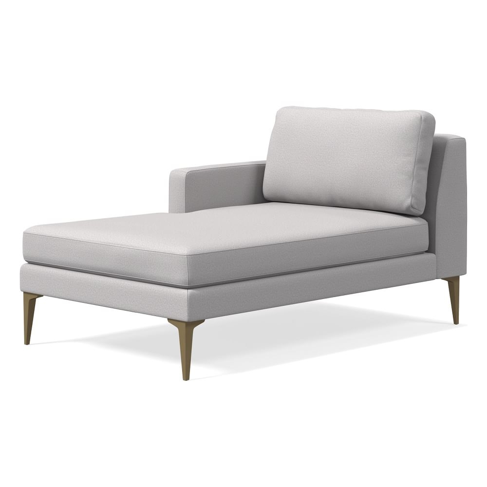 Andes Petite Left Arm Chaise, Poly, Performance Chenille Tweed, Frost Gray, Blackened Brass - Image 0