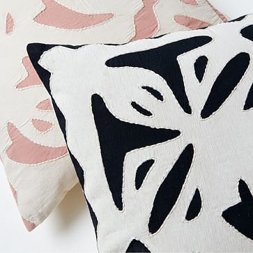 Barcela Reverse Applique Pillow Cover, 20"x20", Black Stone, Set of 2 - Image 1