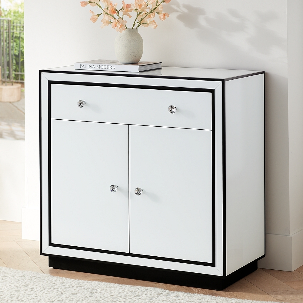 Studio 55D Biscaya 31 1/2" White Reverse Painted Glass Accent Chest - Image 0