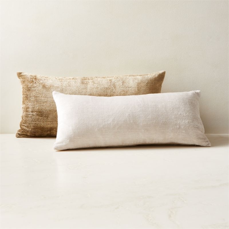 Truette Light Olive Green Turkish Silk Lumbar Pillow Cover 23''x11'' - Image 3