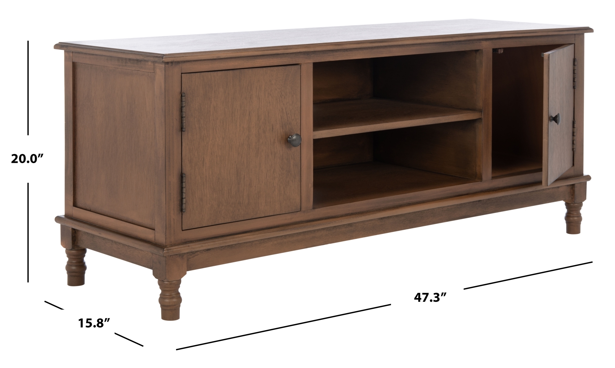 Ozark 2 Door 1 Shelf Media Stand - Brown - Safavieh - Image 8
