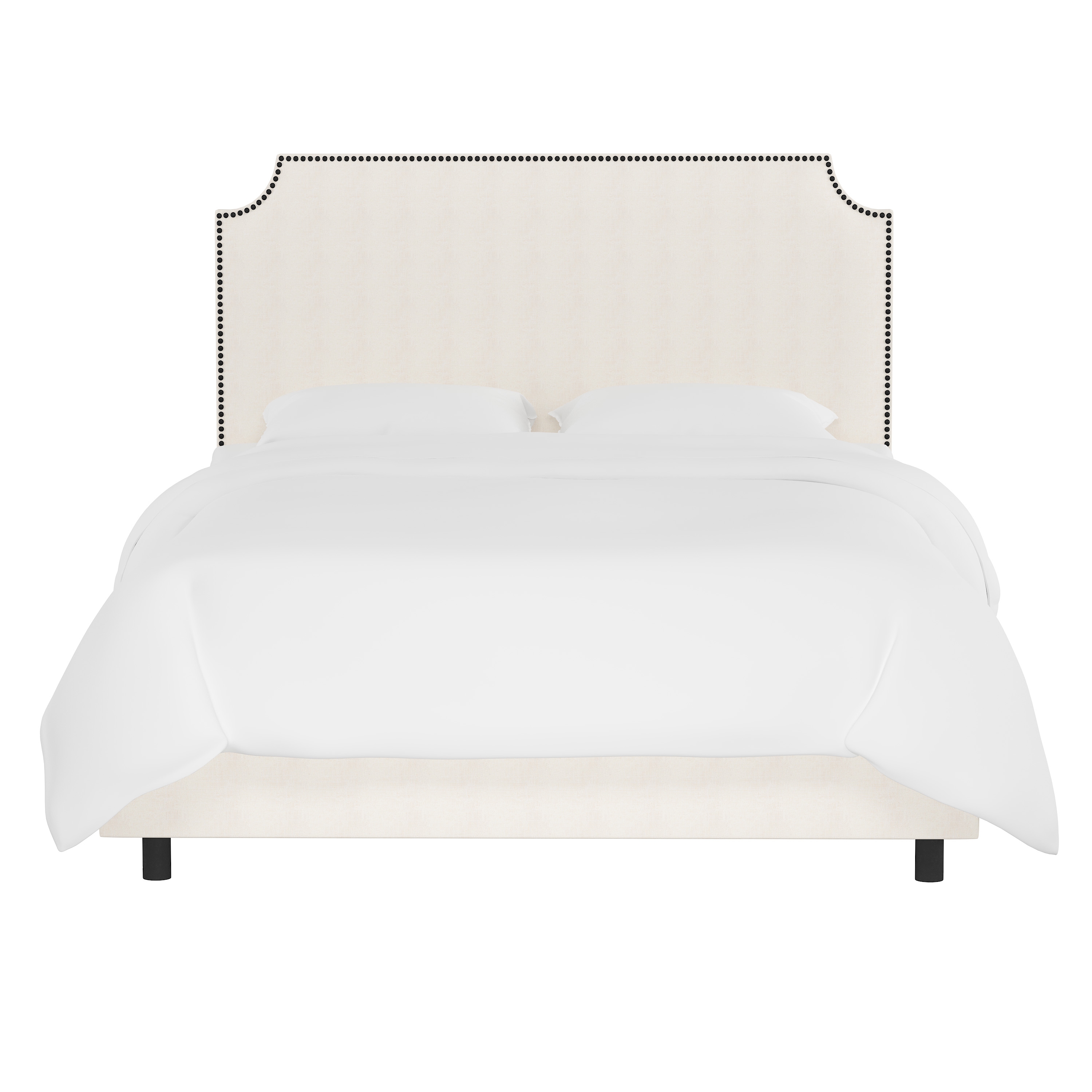 Hudson Bed, Full, White, Black Nailheads - Image 1