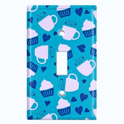Metal Light Switch Plate Outlet Cover (Coffee Cup Cake Green White - Single Toggle) - Image 0