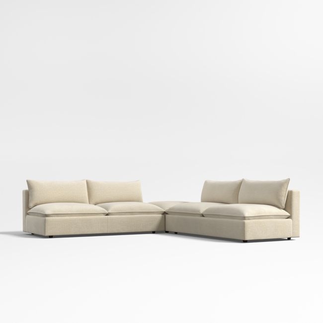 Lotus Deep Modular 3-Piece L-Shaped Armless Sectional Sofa with Ottoman - Image 0