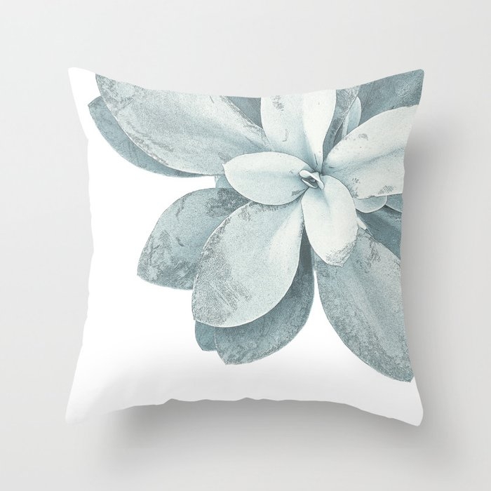 Blue Green Succulent Plant Throw Pillow by Christina Lynn Williams - Cover (20" x 20") With Pillow Insert - Outdoor Pillow - Image 0
