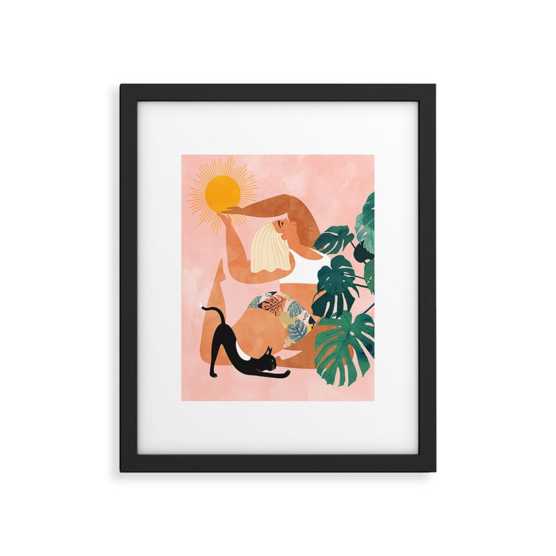Tropical Yoga Illustration Tro by 83 Oranges - Framed Art Print Modern Black 13" x 19" - Image 0