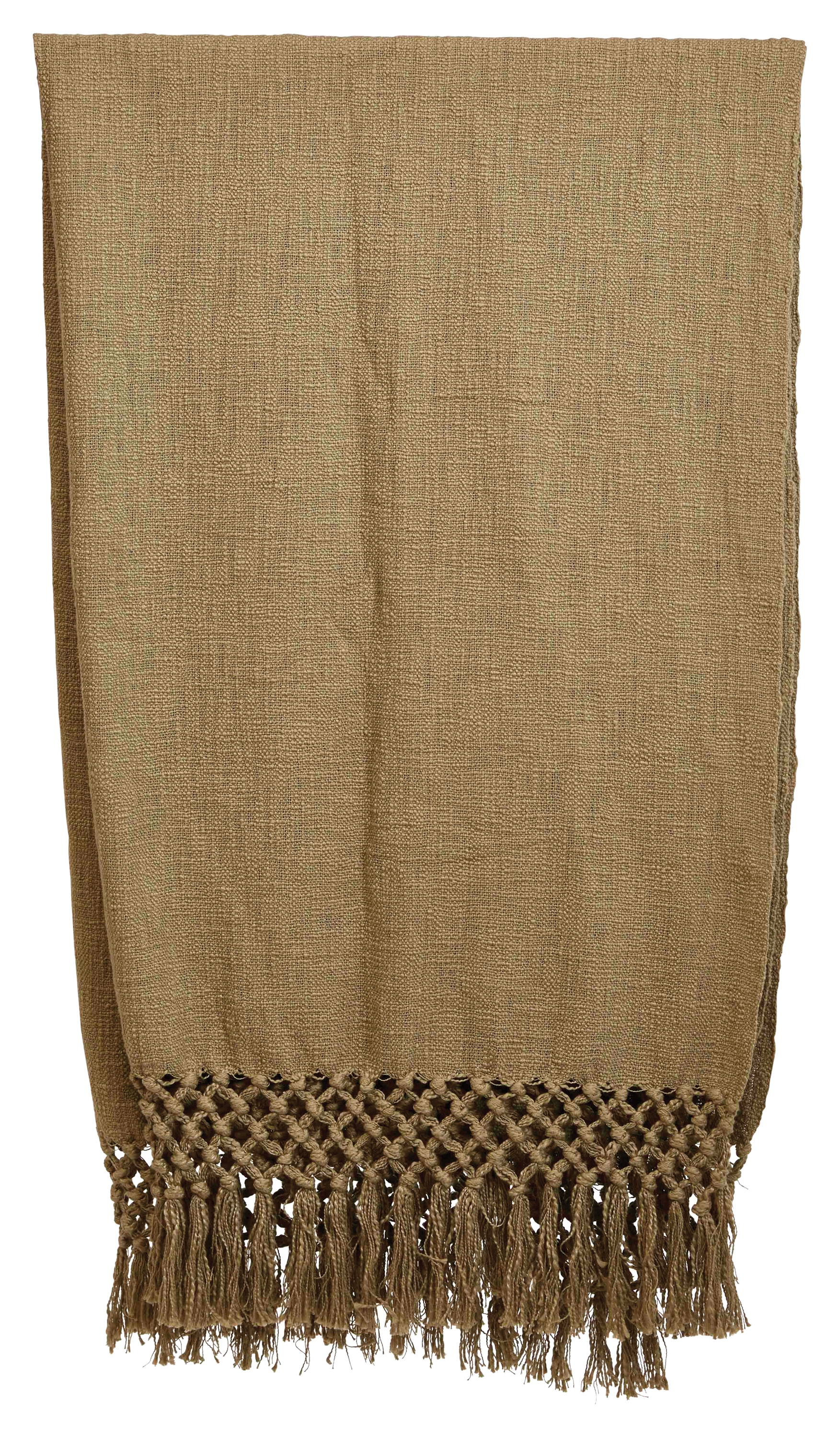 50"L x 60"W Woven Cotton Throw with Crochet & Fringe - Image 0