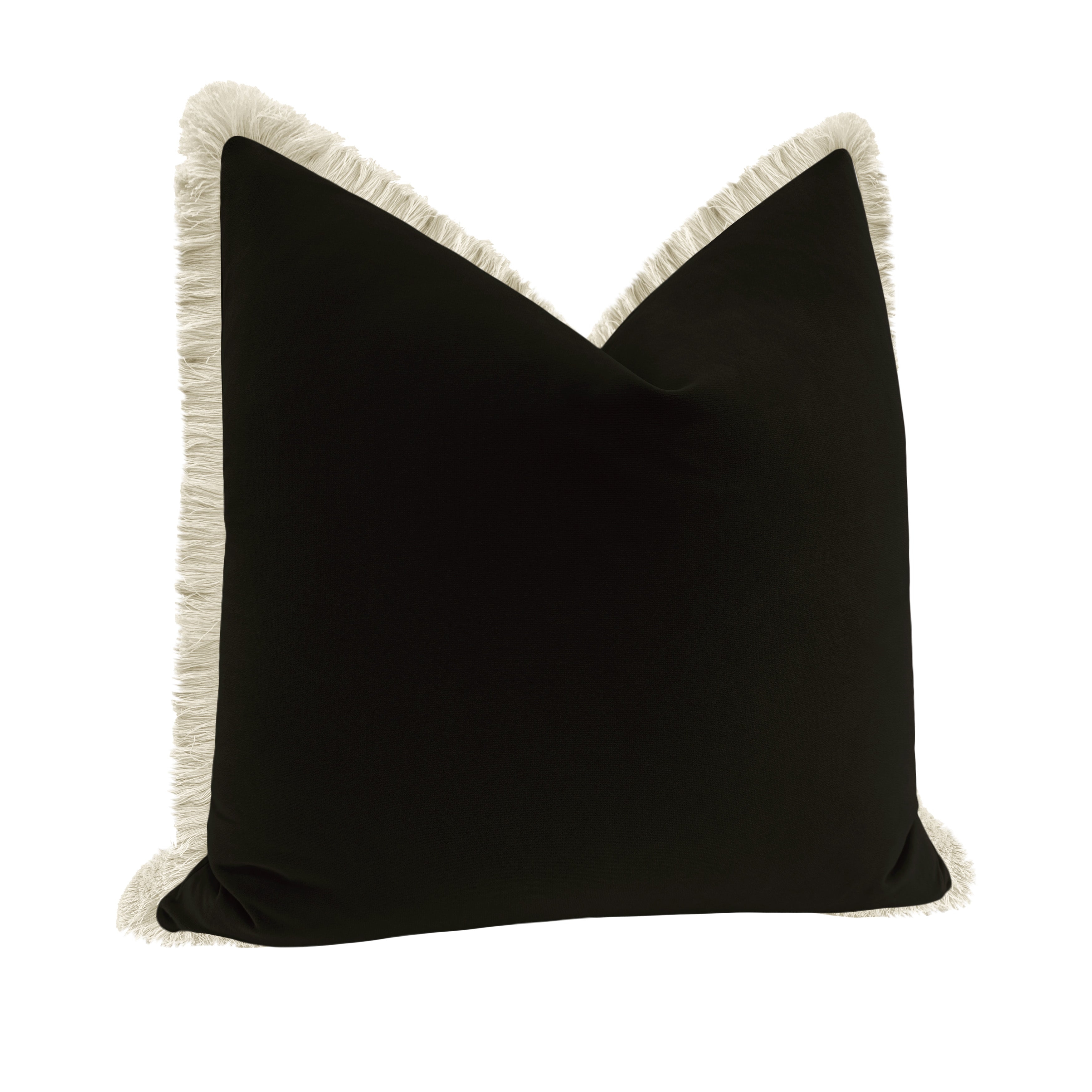 SIGNATURE VELVET // NOIR + FRINGE - LITTLE LUMBAR 12" X 18" / Natural Fringe - Image 4