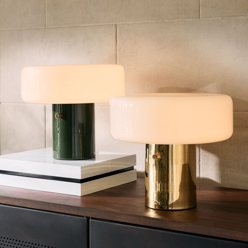 Pill High Gloss Olive Green Iron Table Lamp with Glass Shade by Bill Curry - Image 5