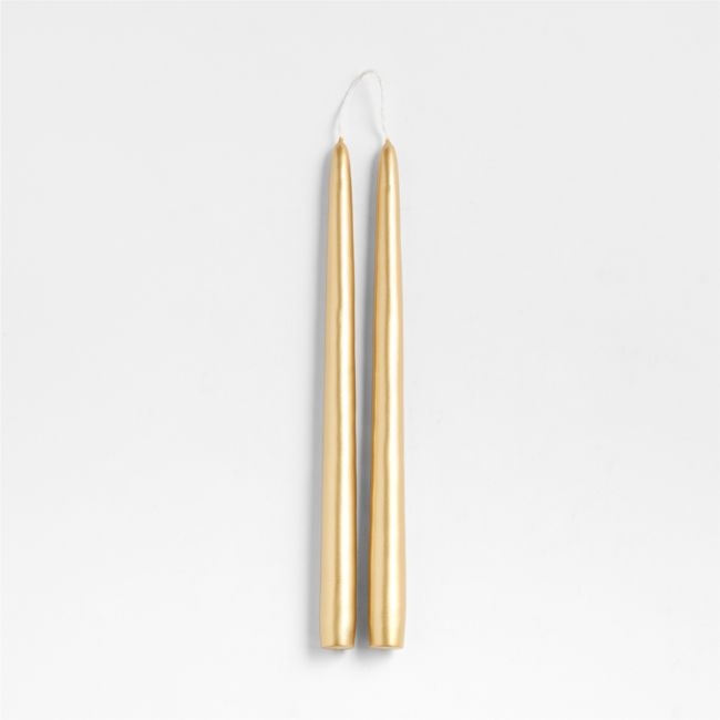 Metallic Gold 12" Dipped Taper Candle, Set of 2 - Image 0