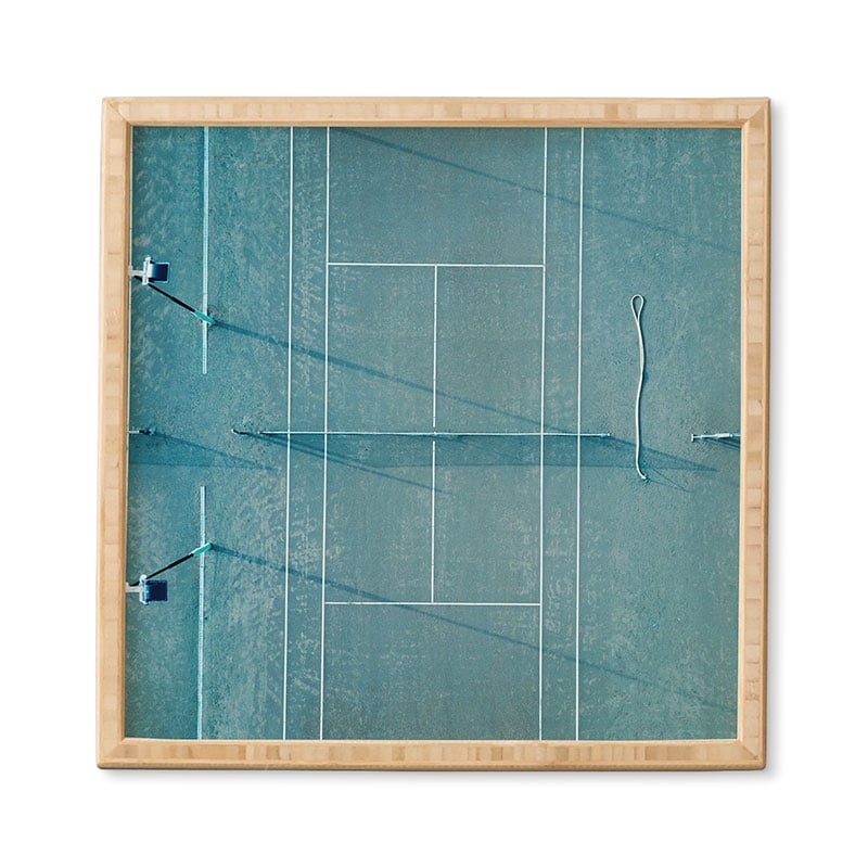 Blue Tennis Court At Sunrise by raisazwart - Framed Wall Art Basic White 20" x 20" - Image 0