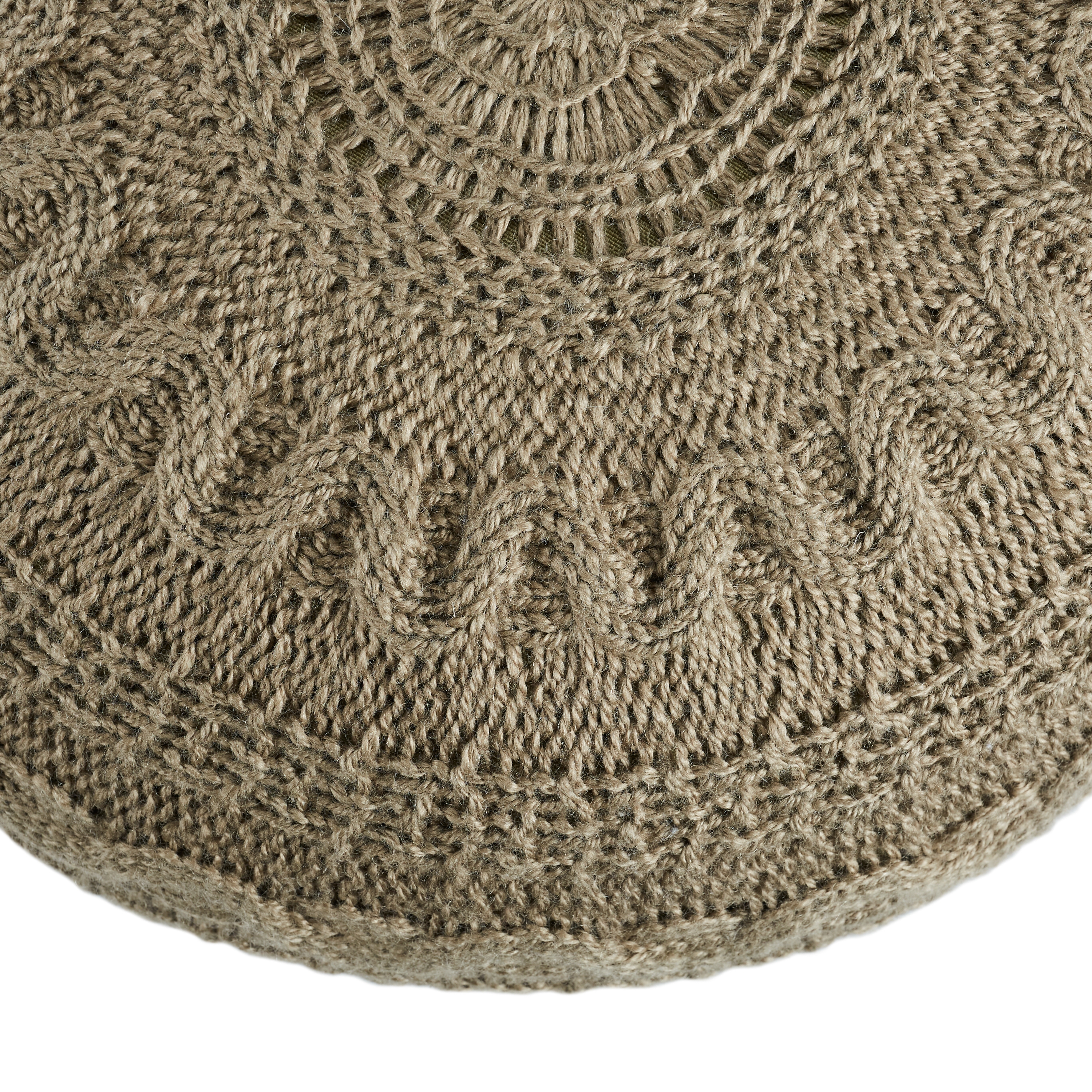 Vibe by Etta Solid Taupe/ Olive Round Pouf - Image 1