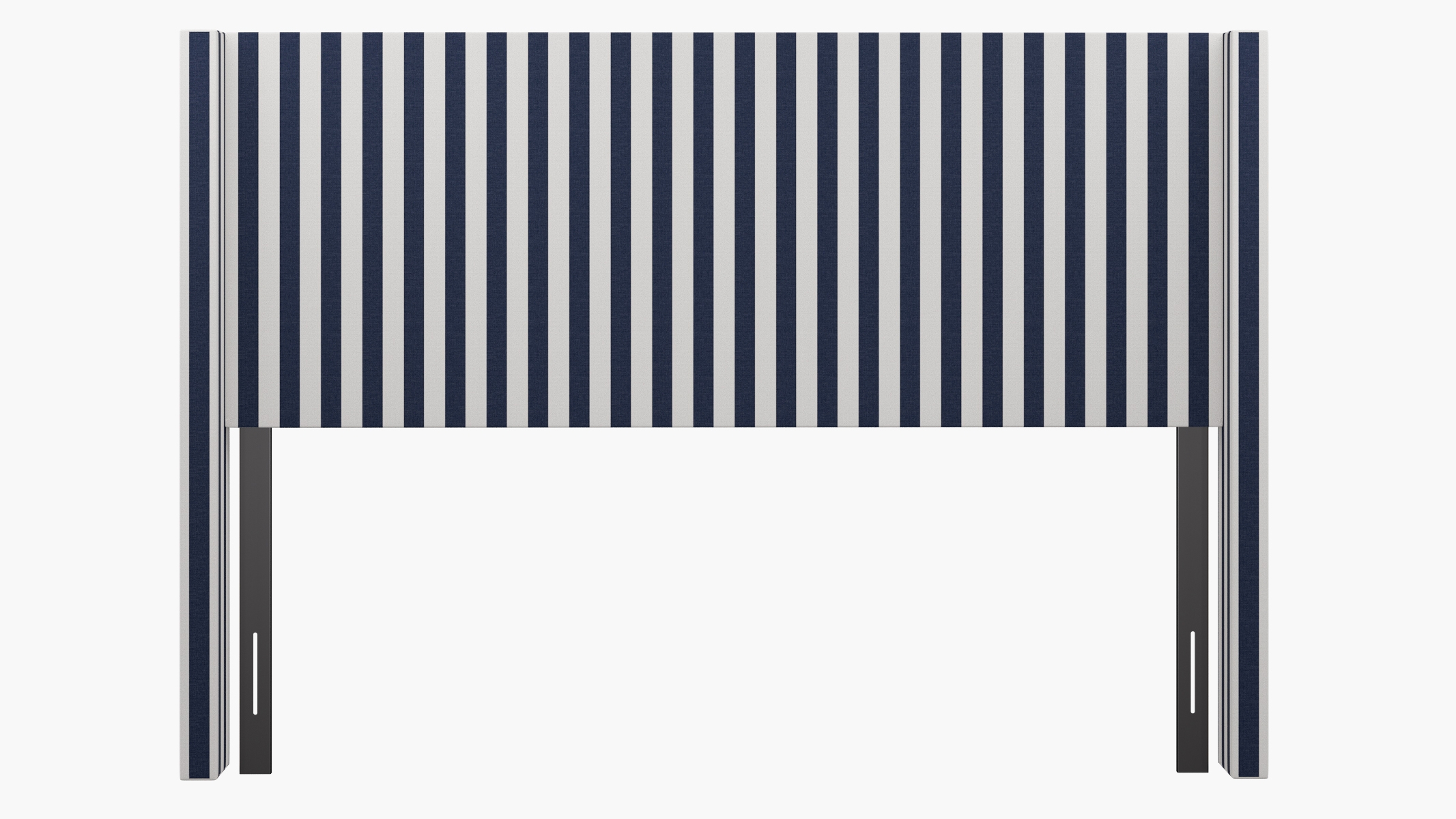Modern Wingback Headboard, Navy Cabana Stripe, King - Image 1