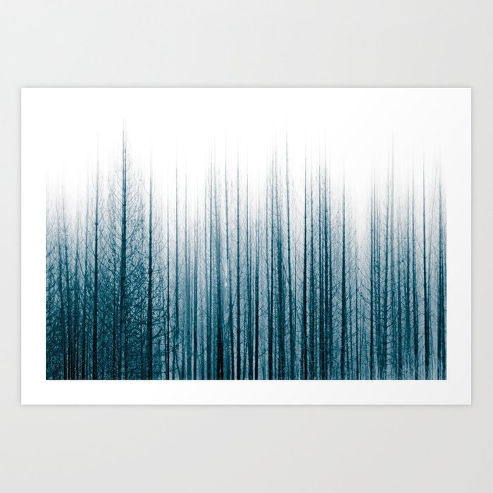 Dark Blue Forest At Dawn Art Print by Christina Lynn Williams - Medium - Image 0