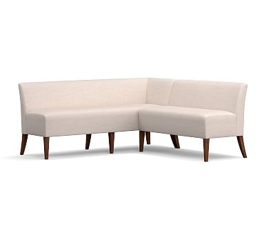 Modular Upholstered Banquette Set, Tuscan Chestnut Leg, Performance Heathered Tweed Pebble - Image 0