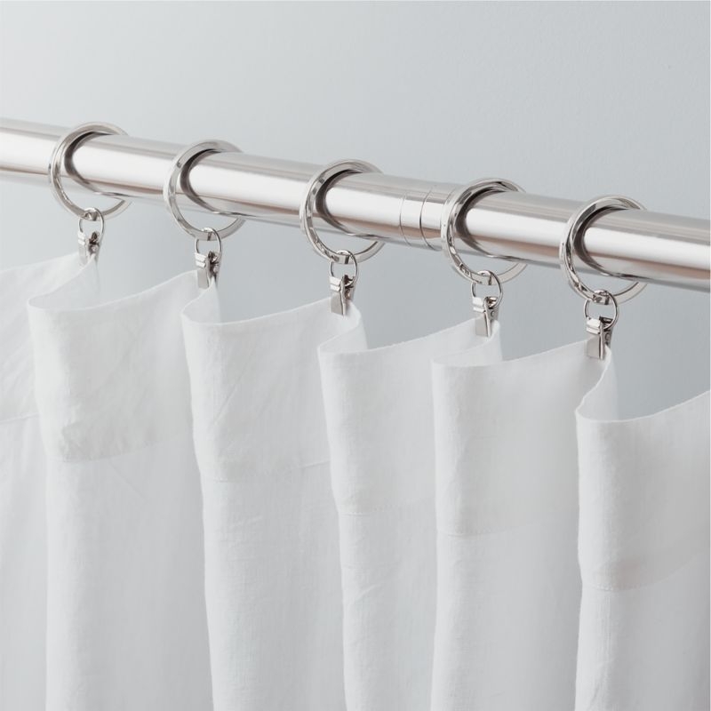 Polished Nickel Curtain Rings with Clips Set of 9 - Image 1