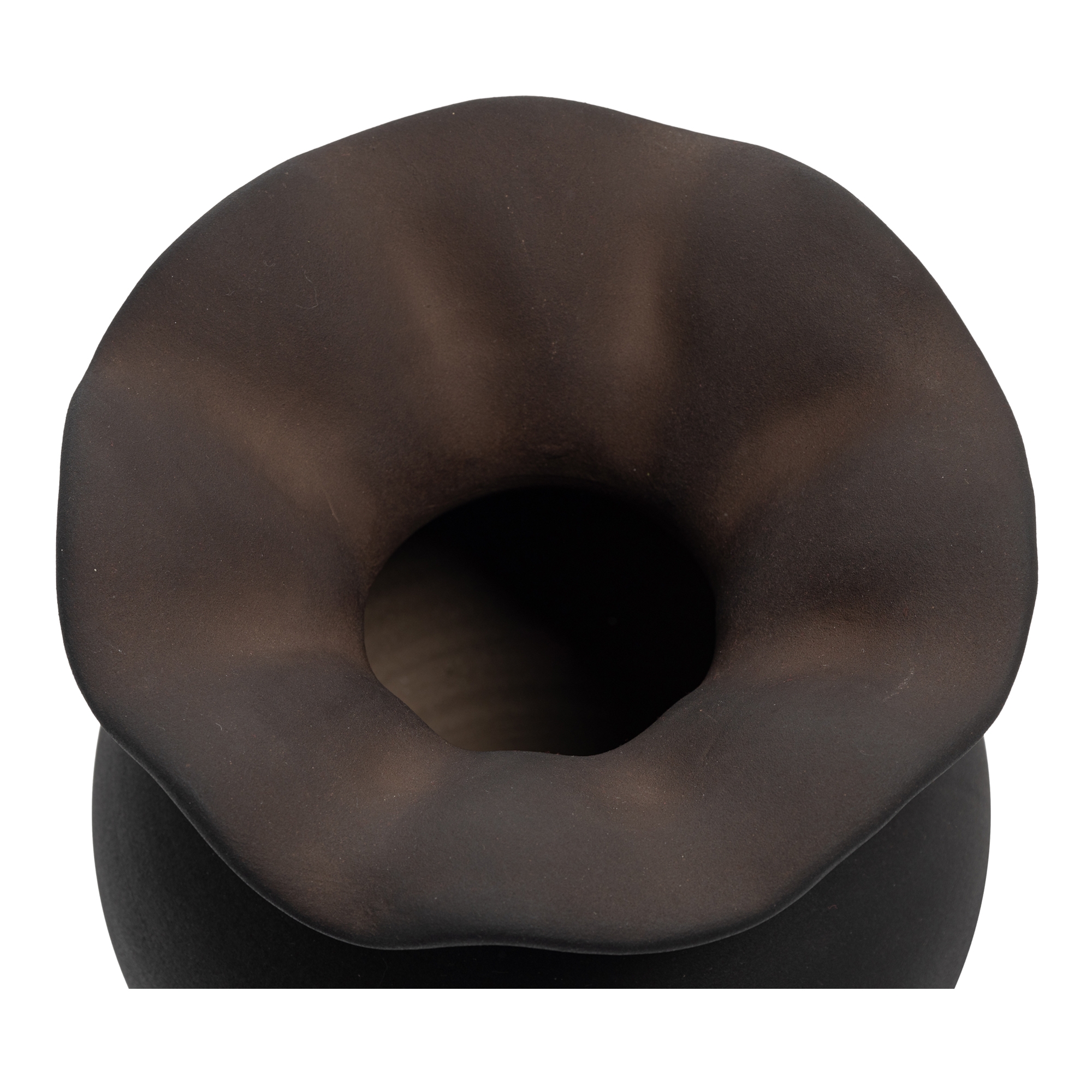 Ruffle 12 Inch Decorative Vessel Black - Image 2