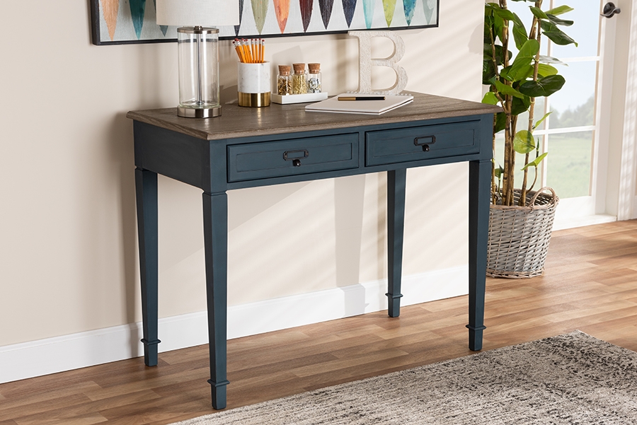 Dauphine French Provincial Spruce Blue Accent Writing Desk - Image 0