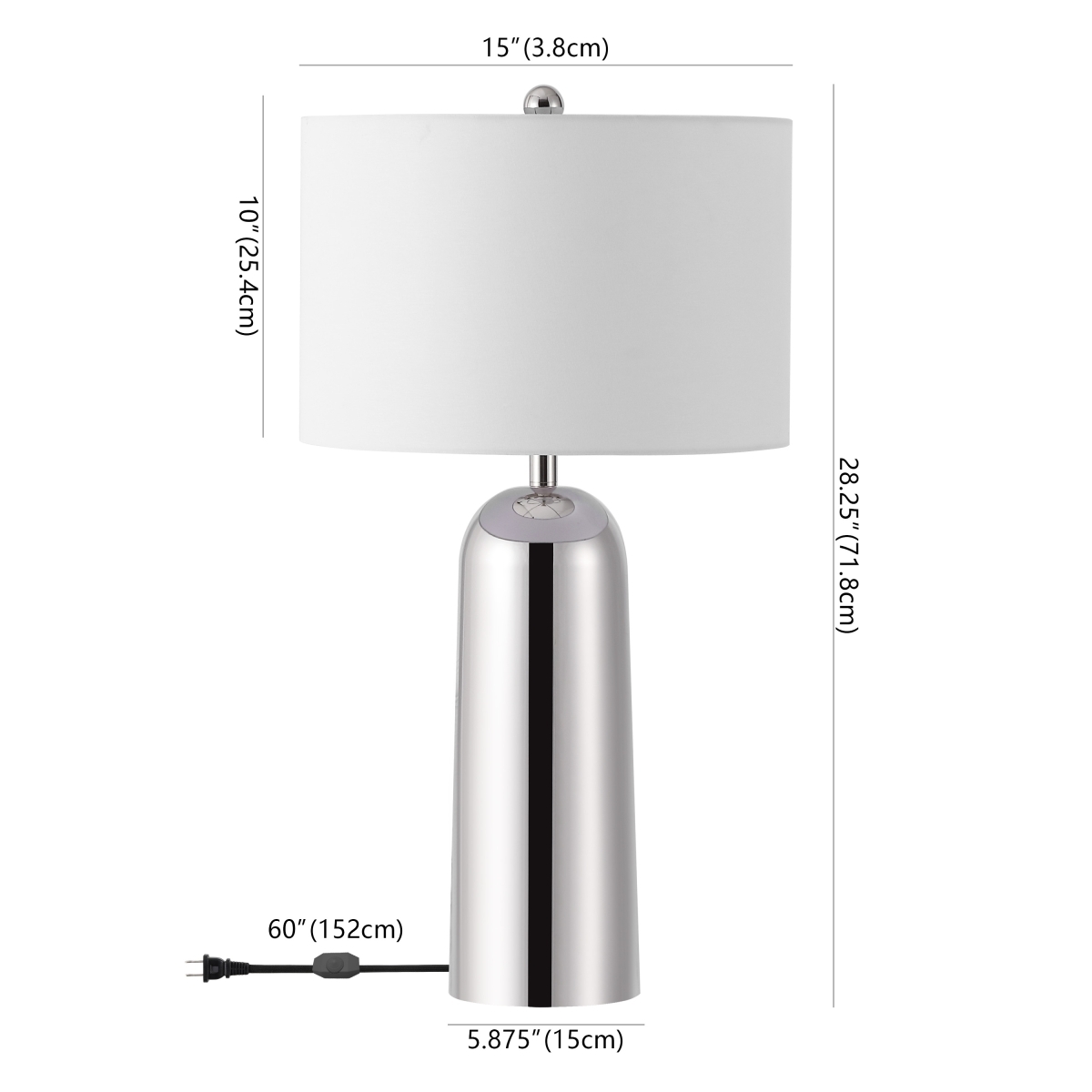 Safavieh Couture Chadric Metal Table Lamp - Silver/White - Image 5