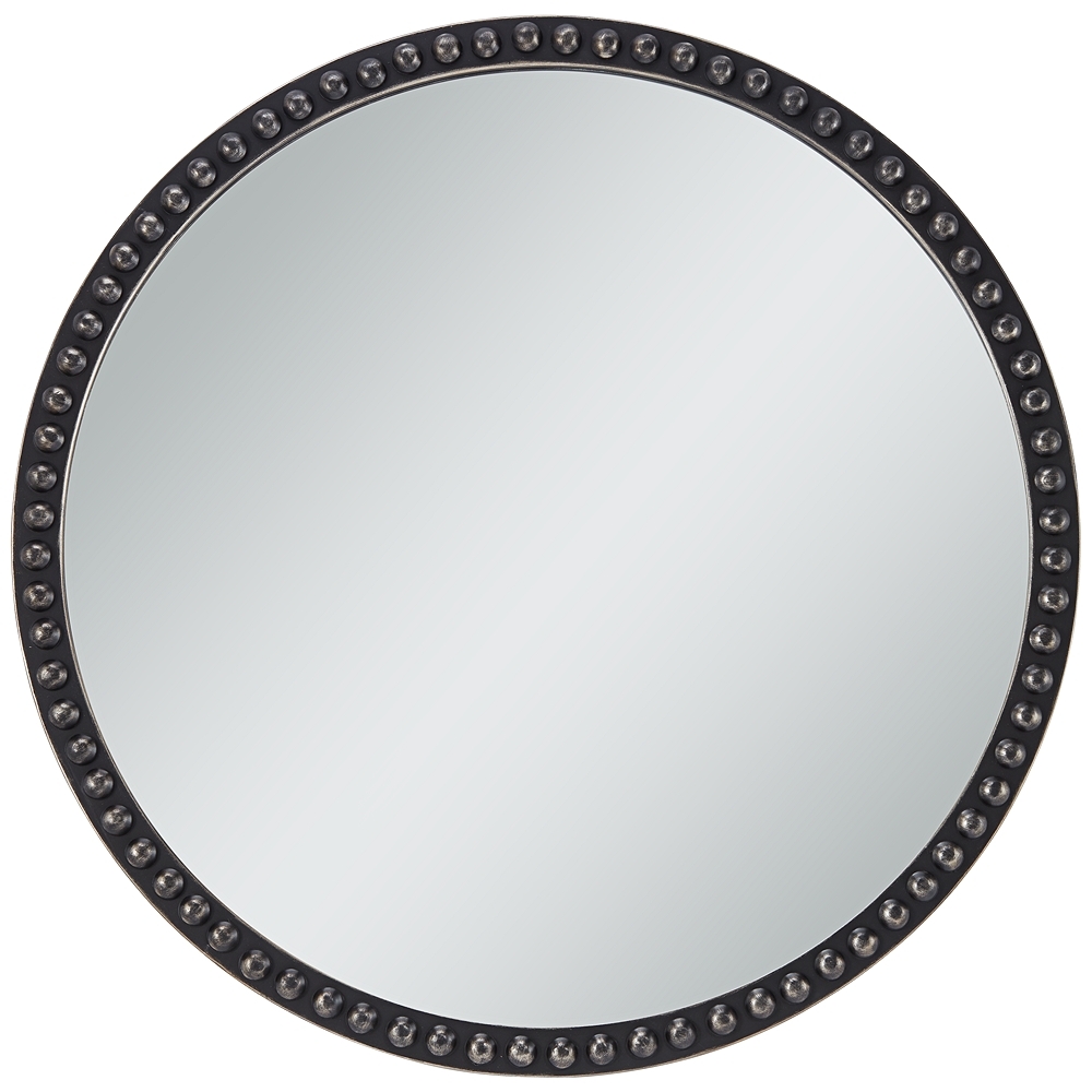 Corwin Black 34" Round Metal Framed Wall Mirror - Style # 87X71 - Image 0