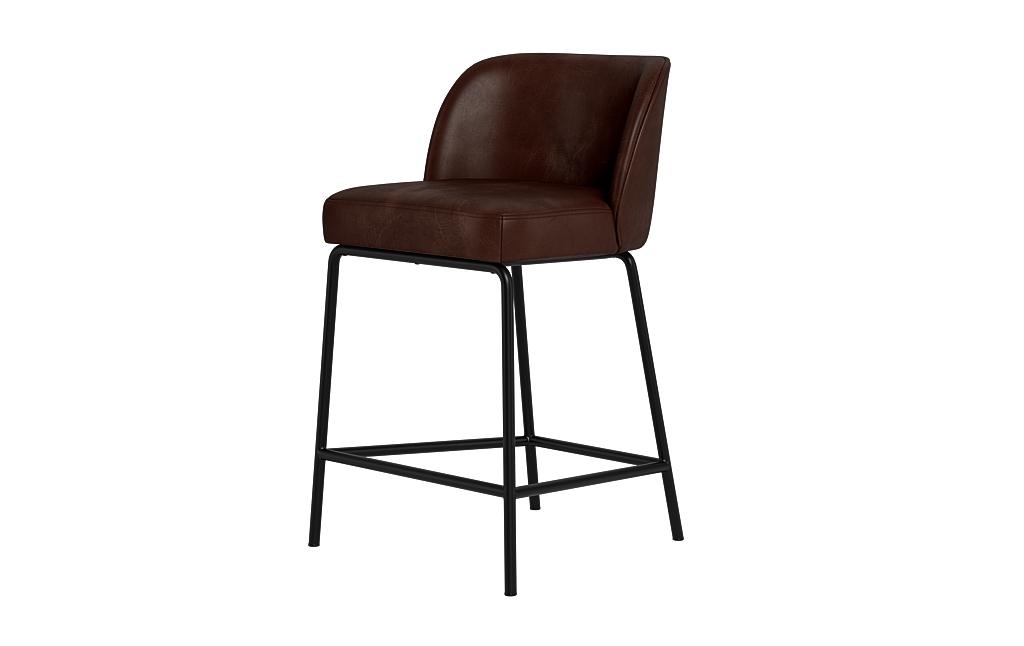 Graham Leather Metal Framed Upholstered Counter Stool - Image 2
