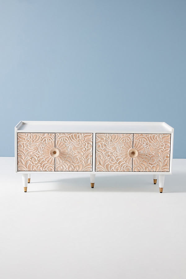 Handcarved Guilliver Storage Bench By Anthropologie in White - Image 0