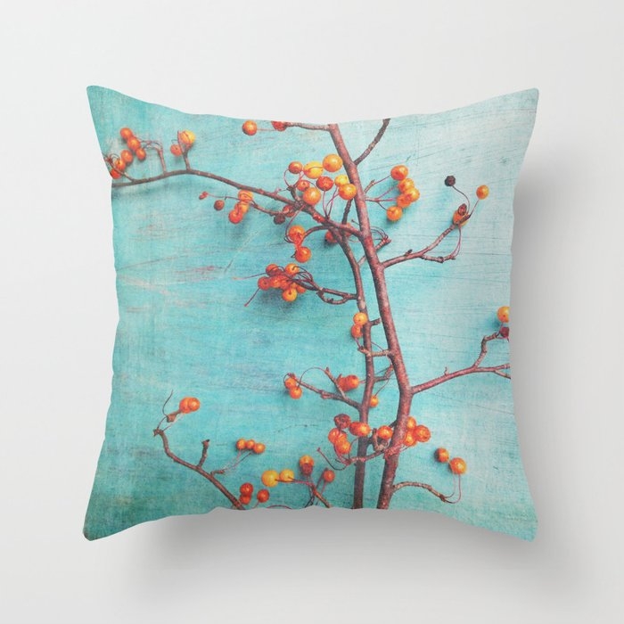 She Hung Her Dreams On Branches - Autumn Botanical Still Life Photo Cottage Decor Throw Pillow by Olivia Joy St Claire X  Modern Photograp - Cover (16" x 16") With Pillow Insert - Indoor Pillow - Image 0