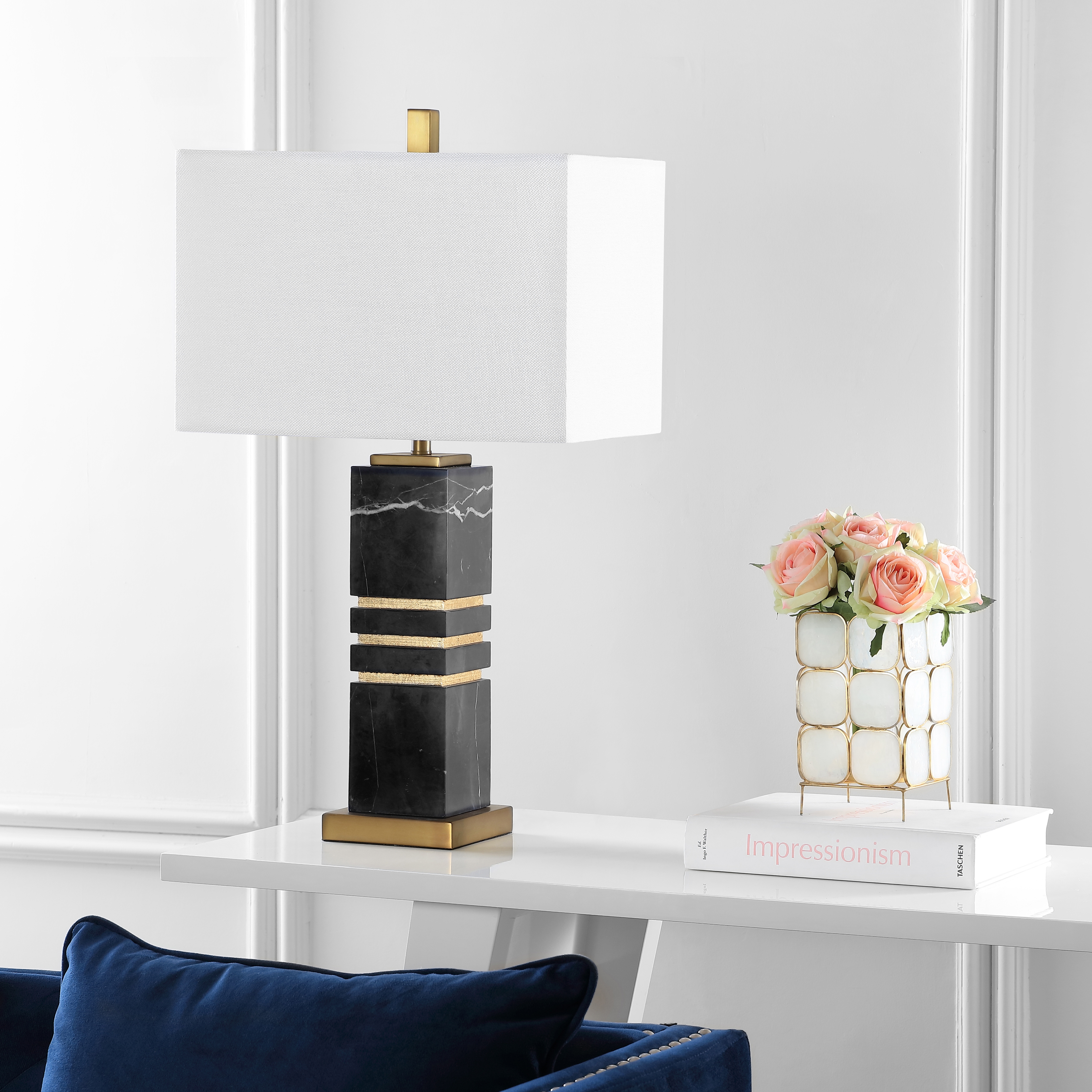 Jaxton Marble 27.5-Inch H Table Lamp - Black/Gold - Arlo Home - Image 2