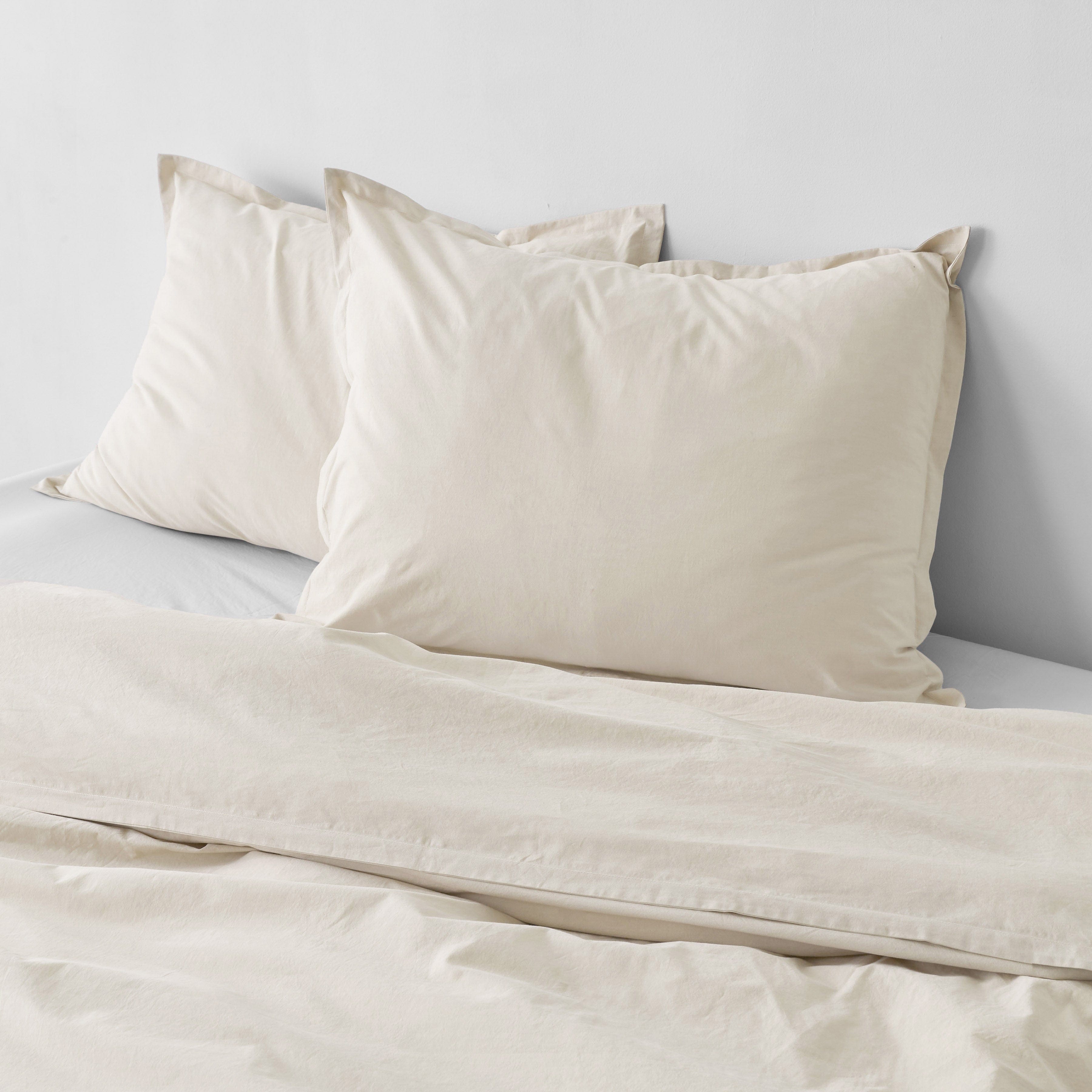 The Citizenry Stonewashed Organic Cotton Percale Duvet Cover | Full/Queen | Duvet Only | Ivory - Image 7