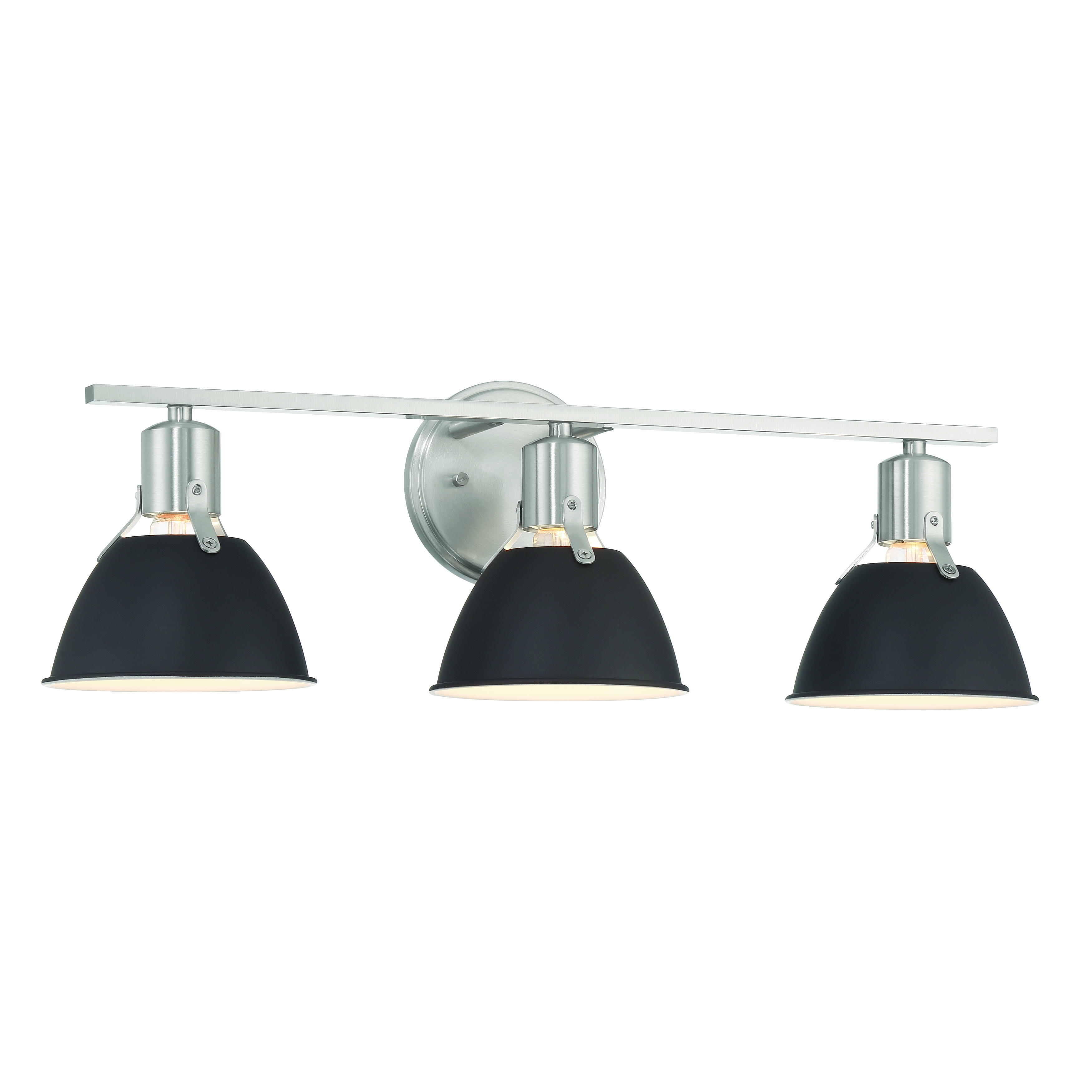 Cooper - Metal 3-Light Vanity Light with Etched Glass Shades, Black and Nickel - Image 0