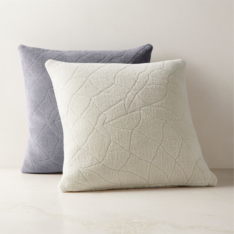 Arman Warm White Cotton Chenille Throw Pillow with Feather-Down Insert 20"x20" - Image 2