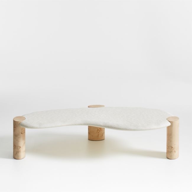 Sassolino Concrete and Burl Wood 68" Coffee Table by Athena Calderone - Image 0