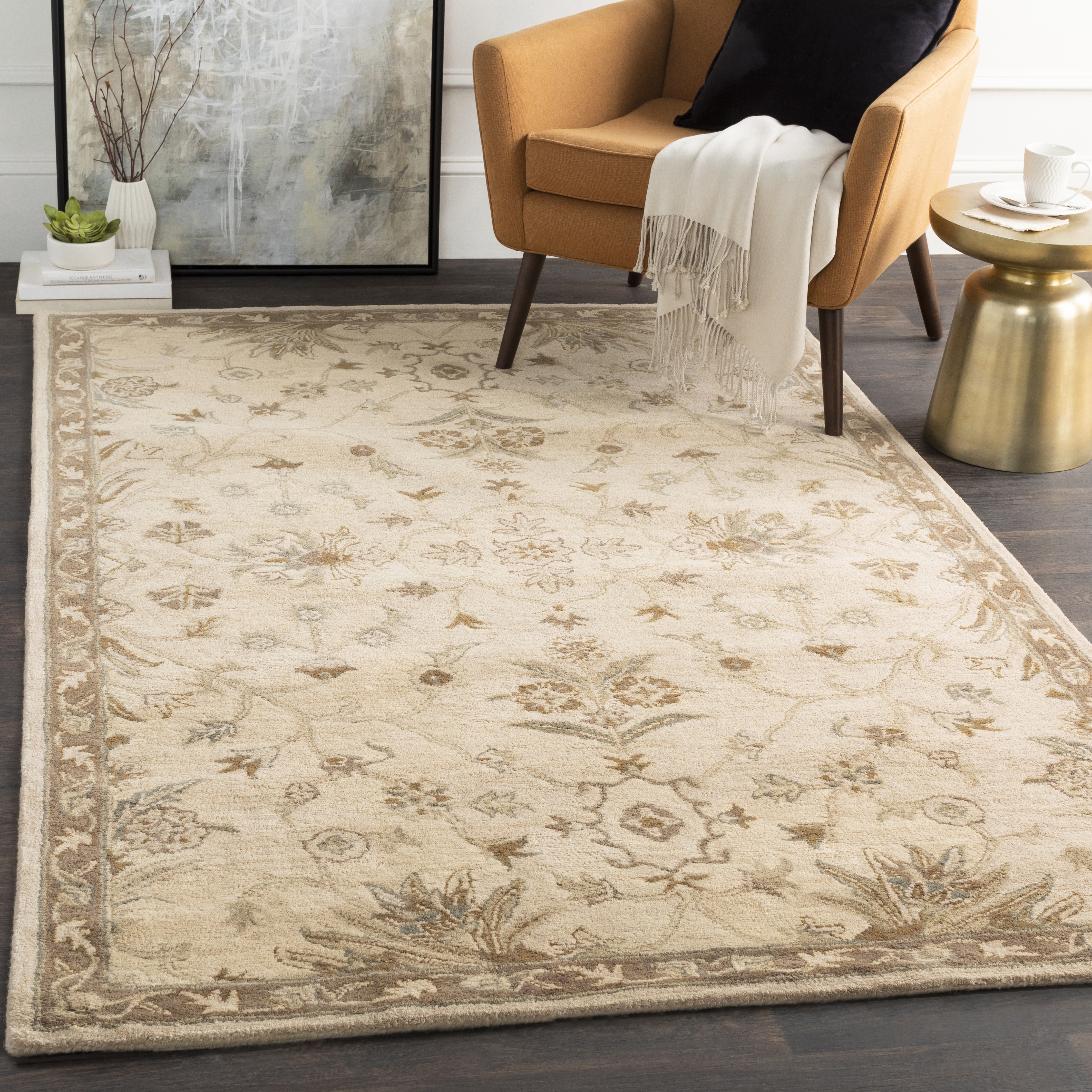 Caesar Beige Indoor 8' x 8' Handmade Rug - Image 1