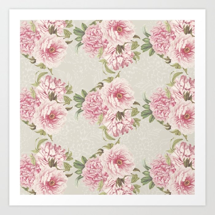 Pink Peony Pattern Art Print by Sylvia Cook Photography - X-Small - Image 0