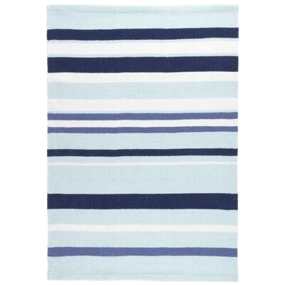 Striped Handmade Flatweave Blue Area Rug - Image 0
