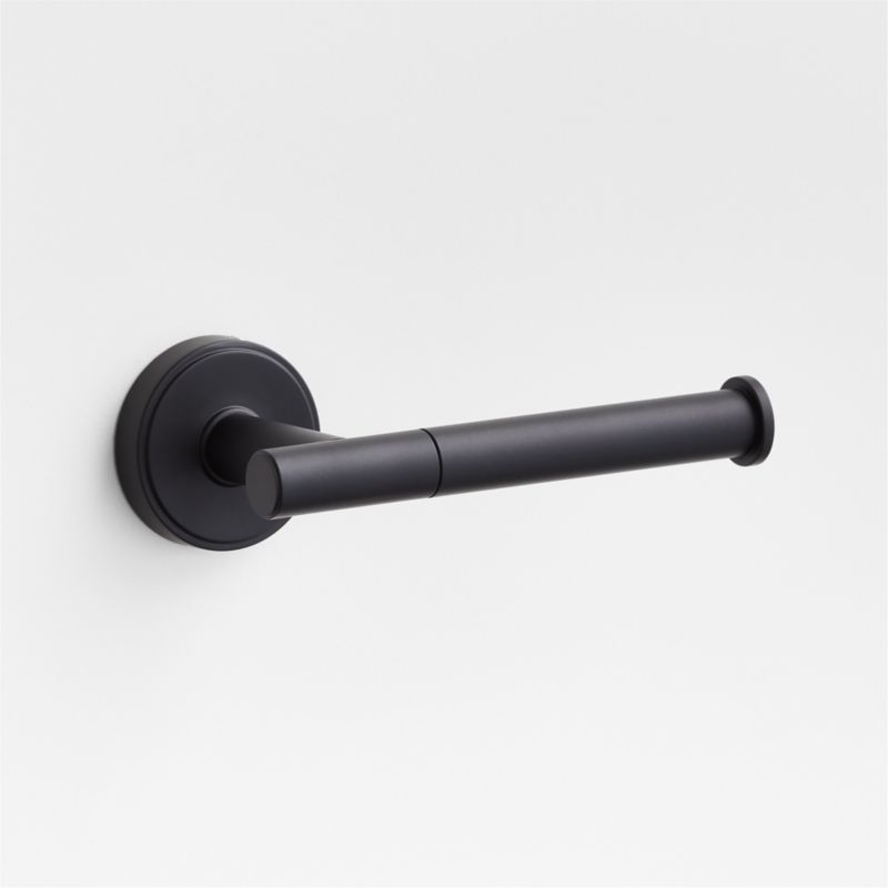 Modern Flat-End Matte Black Wall-Mounted Toilet Paper Holder - Image 1