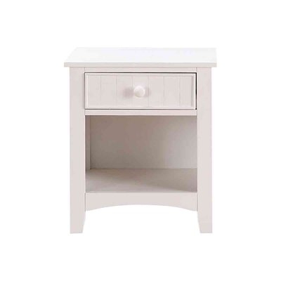   Nightstand White End Table Side Table With Drawer And Storage Shelf Wood Night Stand Modern Bedside Table For Bedroom, Living Room - Image 0