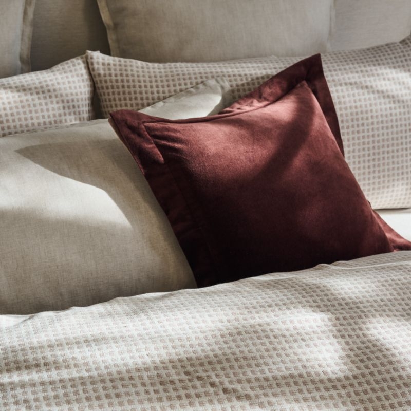 Evie Tawny Brown Velvet Throw Pillow with Feather-Down Insert 20"x20" - Image 2