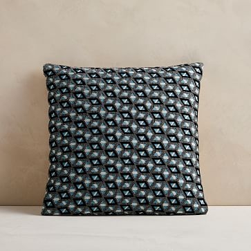Static Diamond Pillow Cover, 18"x18", Smoke Blue - Image 0